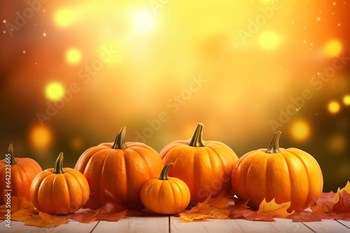 Halloween banner with pumpkins and copy space