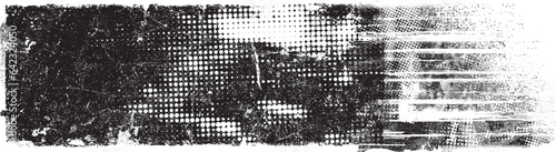 Glitch distorted grange shape . Noise grungy logo . Trendy defect error shapes . Glitched frame .Grunge textured . Distressed effect .Vector shapes with a halftone dots screen print texture.