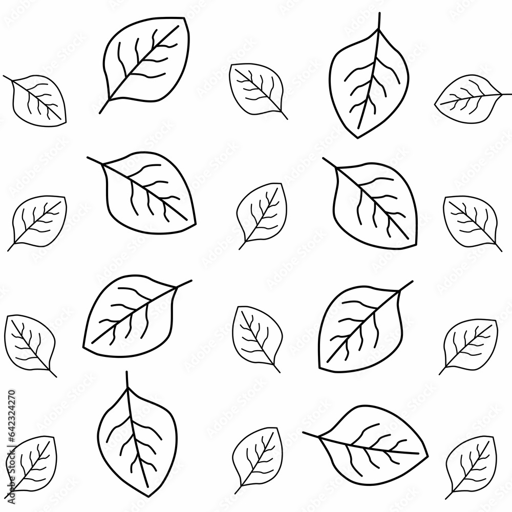 Elegant pattern with leafs drawn in thin lines with a white background Elegant pattern with leafs drawn in thin lines with a white background