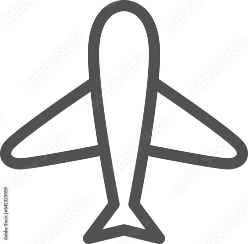 シンプルな乗り物の線画単品アイコン　飛行機
