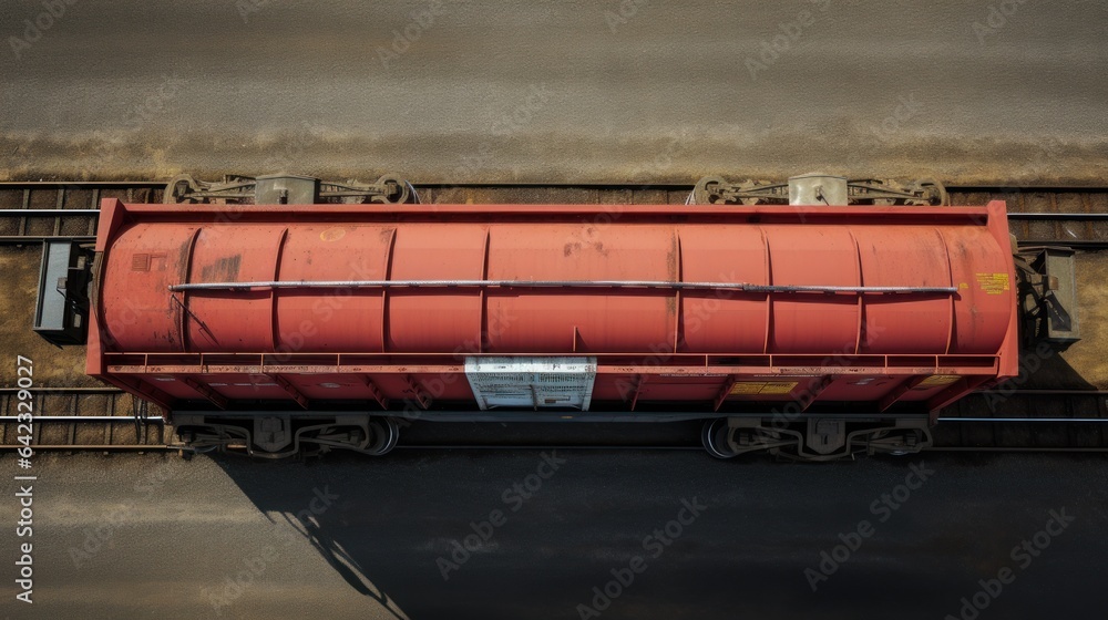 The red carriages of the railway train ride on the rails. Transportation of goods by trains. The red carriages of the railway train ride on the rails. Transportation of goods by trains.