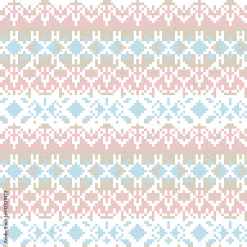 Pastels Snowflakes Fair Isle Seamless Pattern Design