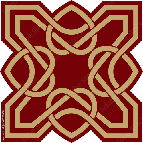 Vector gold and red celtic knot. Ornament of ancient European peoples. The sign and symbol of the Irish, Scots, Britons, Franks.