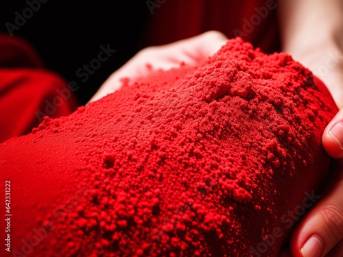 hand holding red powder