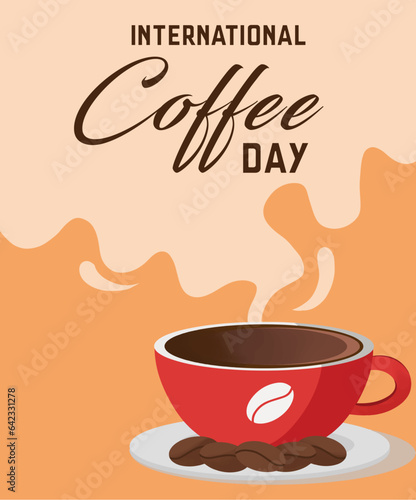 Vector international day of coffee with mug