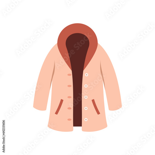 Winter or autumn clothes and cold weather accessories isolated on white background. Vector cozy clothing warm coat or outerwear fashion