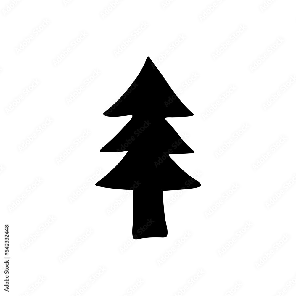 black Christmas trees, vector silhouettes