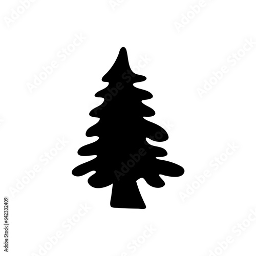 black Christmas trees, vector silhouettes