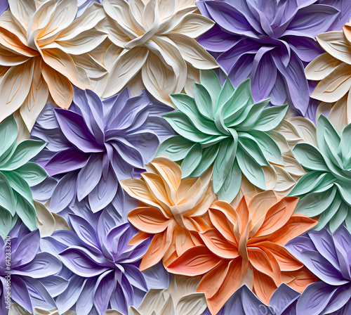 Beautiful bouquet of colorful modern flowers in wonderful harmony  3D flowers.