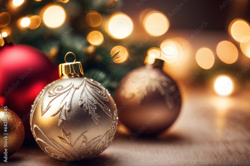 close-up christmas decorations background with selective focus and background blur close-up christmas decorations background with selective focus and background blur