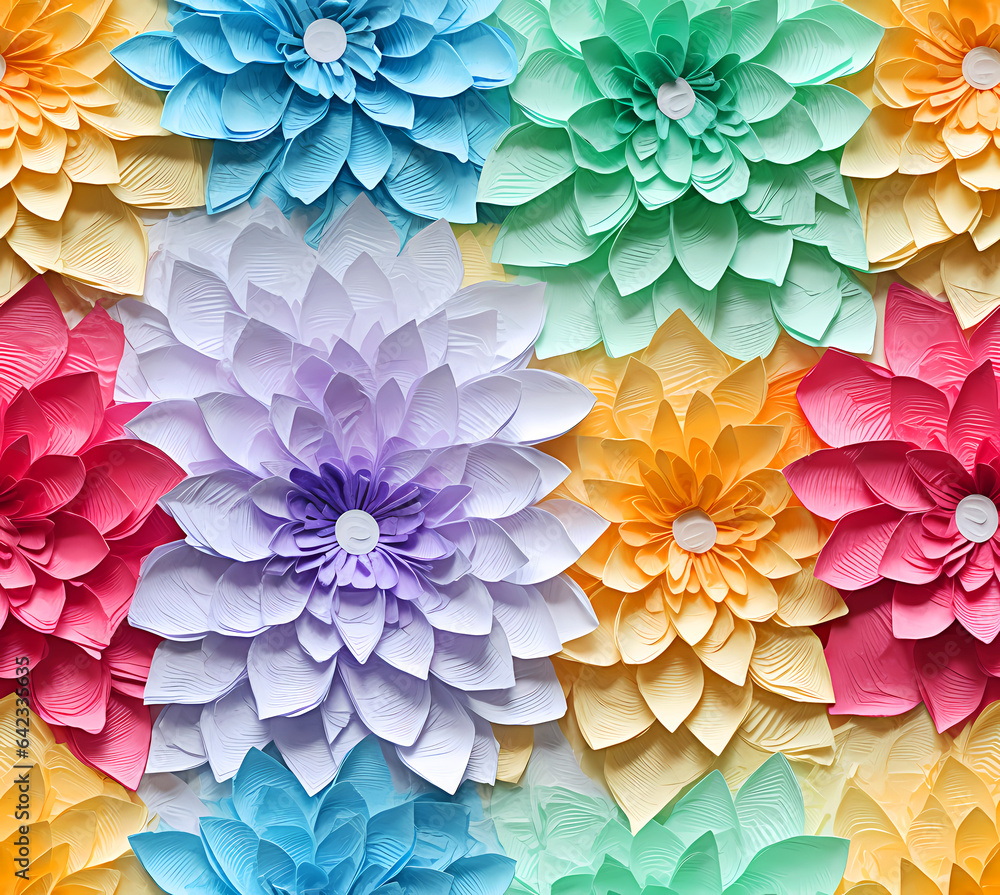 Beautiful bouquet of colorful modern flowers in wonderful harmony, 3D flowers. Beautiful bouquet of colorful modern flowers in wonderful harmony, 3D flowers.