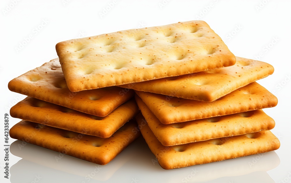 Square crackers isolated on white background Square crackers isolated on white background
