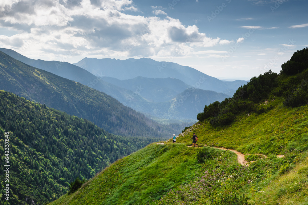 Fototapeta premium Warm and colorful summer in the High Tatras - sharp peaks, lakes and beautiful views.