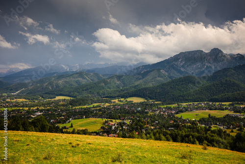 Giewont seen from Koscielisko village during the summer in Tatra Mountains.