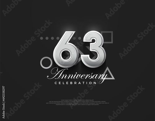 63rd anniversary number, modern elegant and simple. Premium vector background for greeting and celebration.