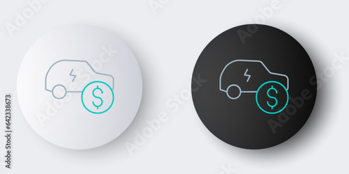 Line Electric car price icon isolated on grey background. Electric auto industry growth concept. Electric car sale concept. Colorful outline concept. Vector