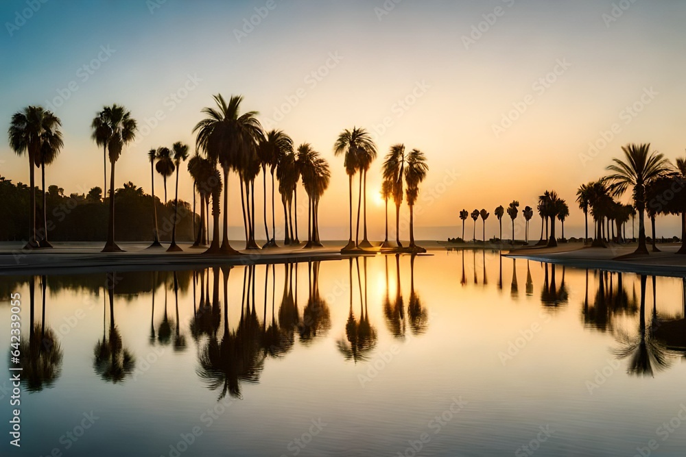 Obraz premium Palm trees and a tranquil atmosphere.