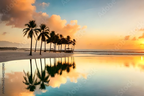 Palm trees and a tranquil atmosphere.
