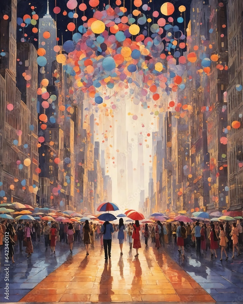 Fototapeta premium Vibrant Views: Exploring the Colors of New York's Iconic Skyline