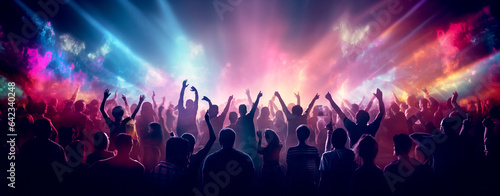 crowd of people dancing in the nightclub. Generative Ai