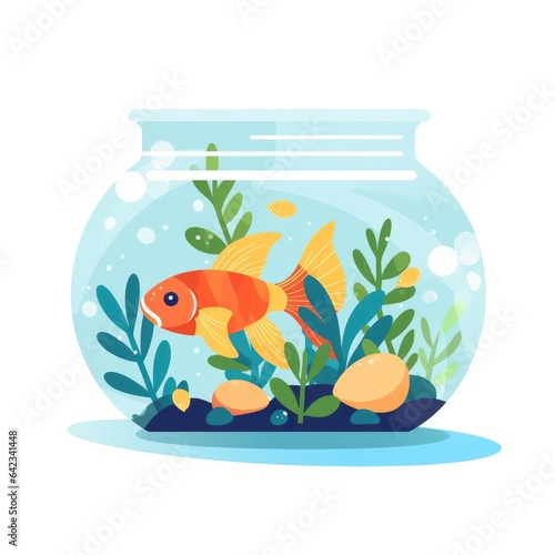 Small fish in aquarium cartoon illustration  AI generated Image