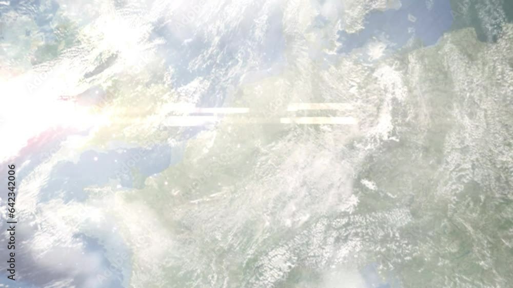 Zoom in from space and focus on Jülich, Germany. 3D Animation. Background for travel intro. Elements of this image furnished by NASA Zoom in from space and focus on Jülich, Germany. 3D Animation. Background for travel intro. Elements of this image furnished by NASA