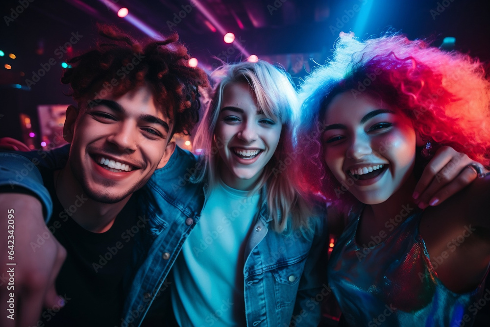 Party young and diverse people having fun in a nightclub. Happy teenager nightlife Party young and diverse people having fun in a nightclub. Happy teenager nightlife