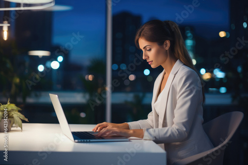 Nighttime Hustle: Businesswoman in the Office