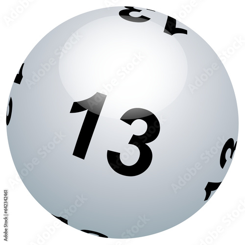 Boule de loto blanche n° 13 en PNG