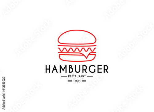 Burgers emblem for streets food logo design template. Burger vintage stamp sticker