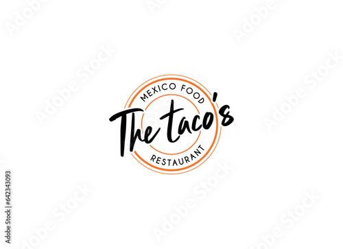 Tacos emblem food logo design. Mexico tacos logo design