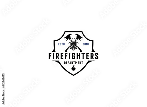 Firefighter emblem logo design. in a classic concept