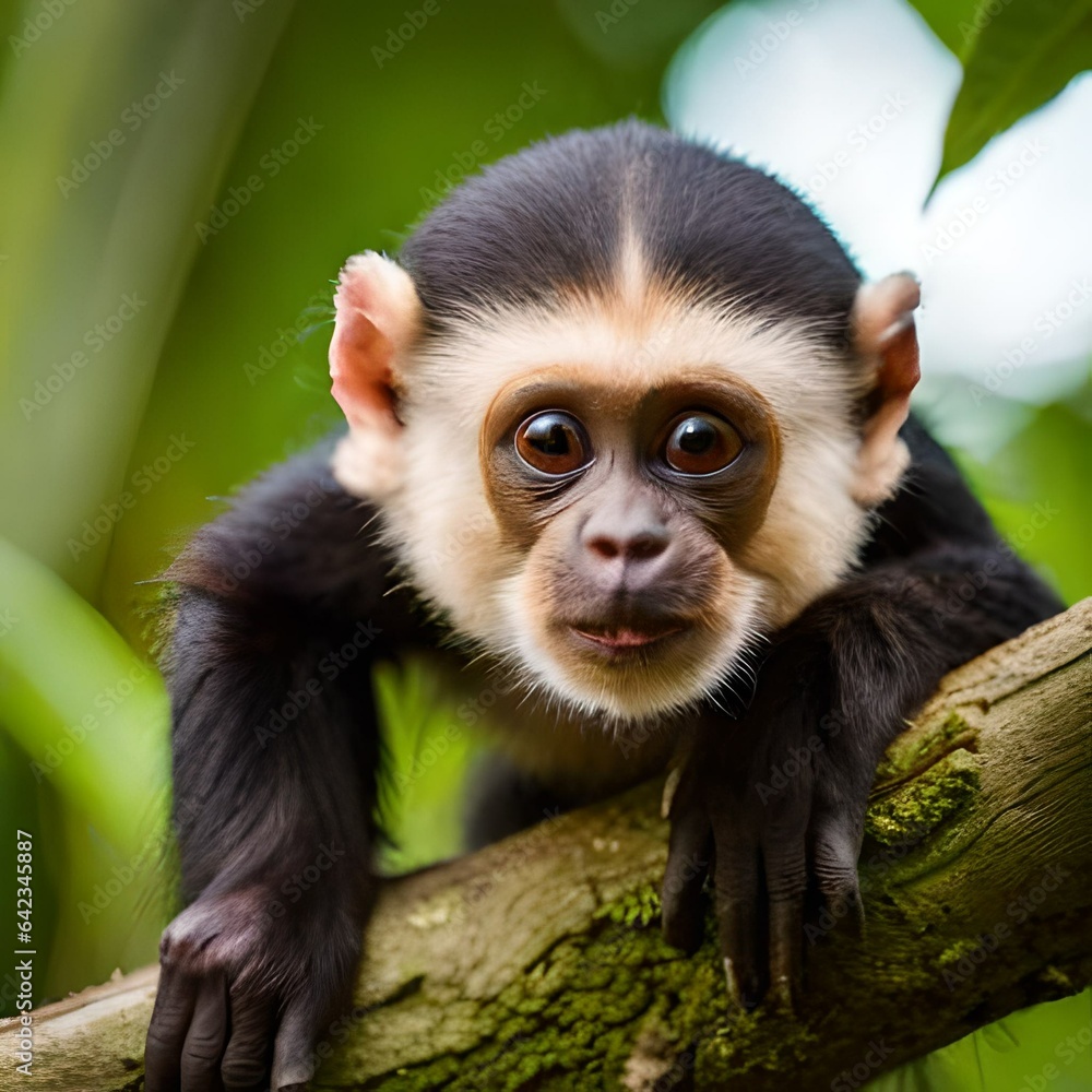 Fototapeta premium white tailed macaque sitting