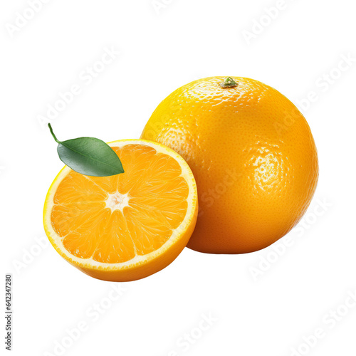  fresh orange with drops  with a cut orange next to it isolated on a white background isolated PNG