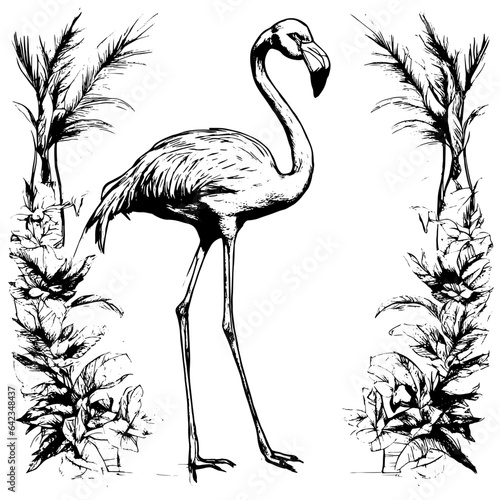 flamingo vector animal illustration for design. Sketch tattoo design on white background