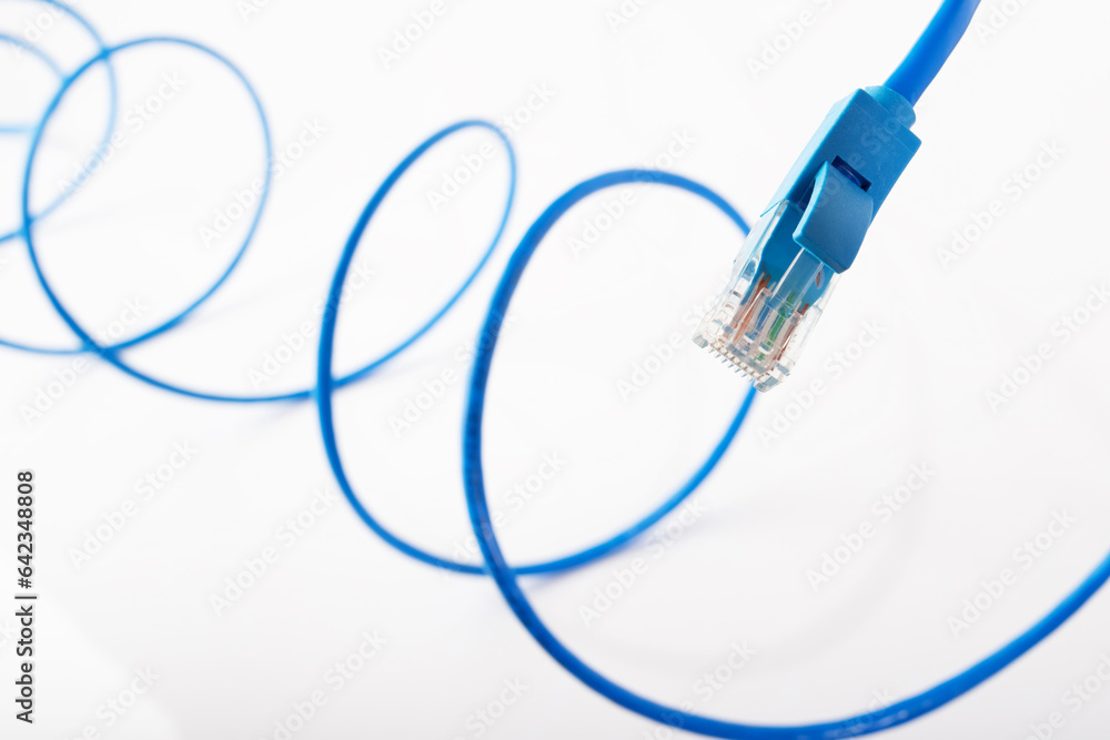Internet cable, web support with a secure and efficient connection, White background Internet cable, web support with a secure and efficient connection, White background