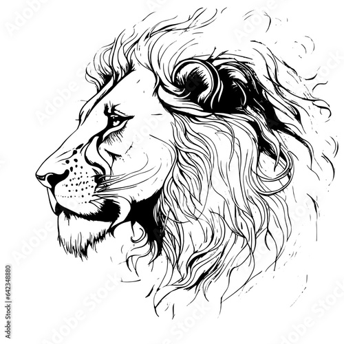 Fototapeta Naklejka Na Ścianę i Meble -  lion vector animal illustration for design. Sketch tattoo design on white background