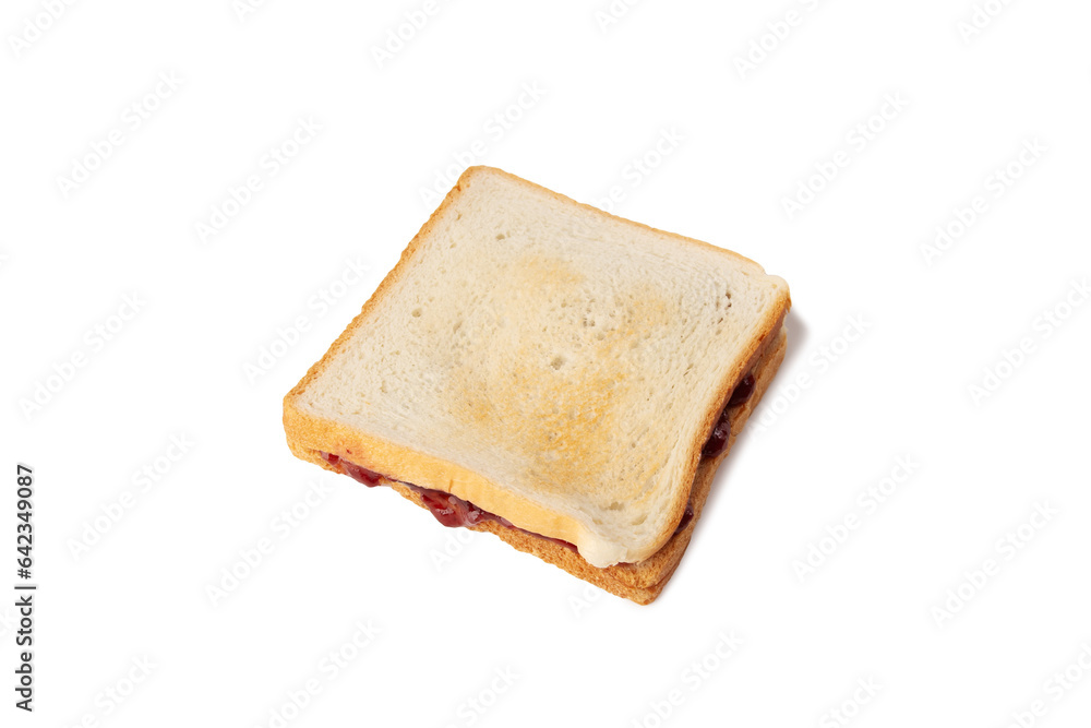 sandwich with peanut butter and raspberry jam isolated,classic american food