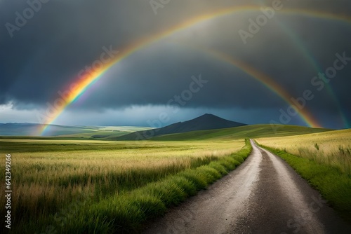 rainbow over the river generated Ai.