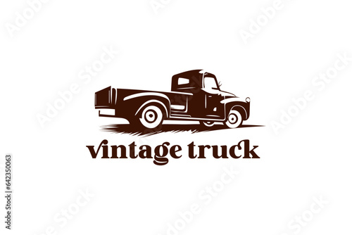 vintage pickup truck illustration 