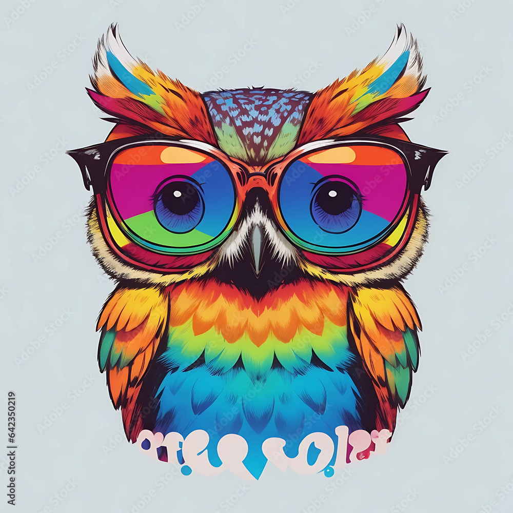 Colorful Illustration of a Happy Owl With a White Background Colorful Illustration of a Happy Owl With a White Background