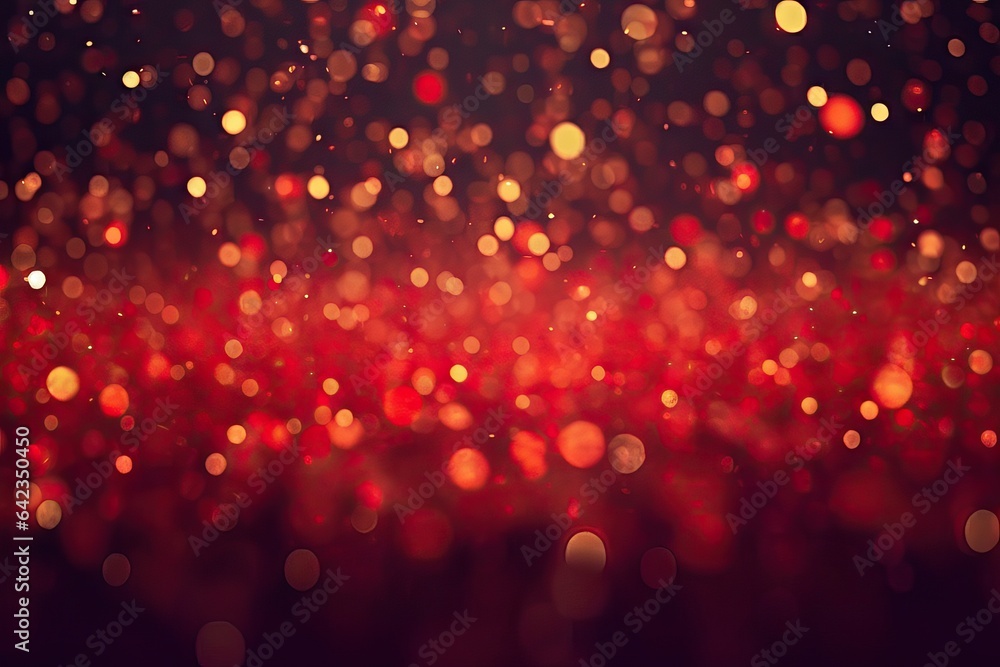 disco christmas defocused effect bokeh dust background diamond glitter banner design abstract blurry background bright bling abstract dark gl blurred filter black galaxy lights Red cosmic exciting - obrazy, fototapety, plakaty 