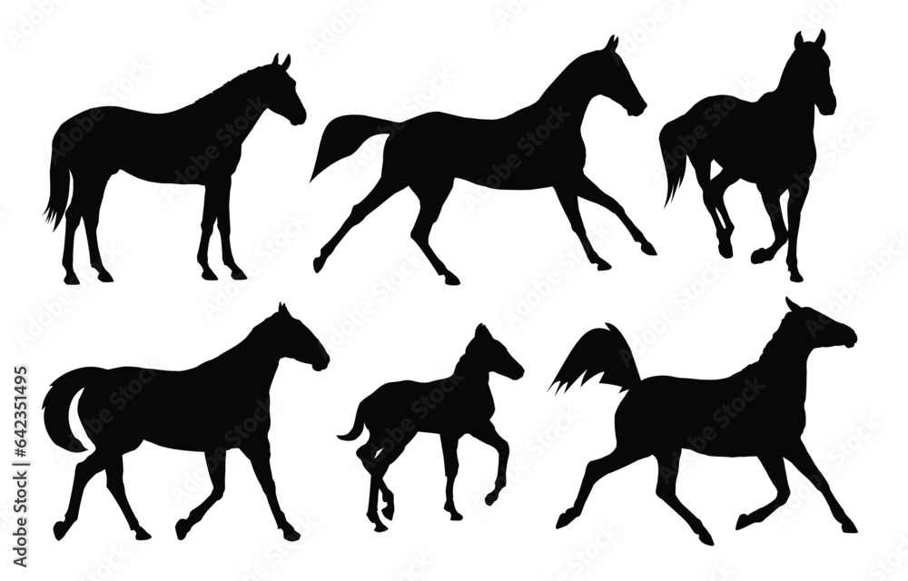 The set of horses silhouettes. 

