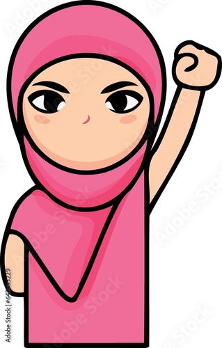 person muslim woman clenched fist raised created with Generative AI technology