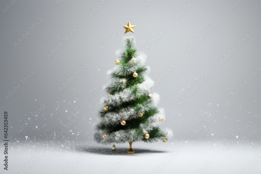 Christmas tree with snowflakes in a snowy background