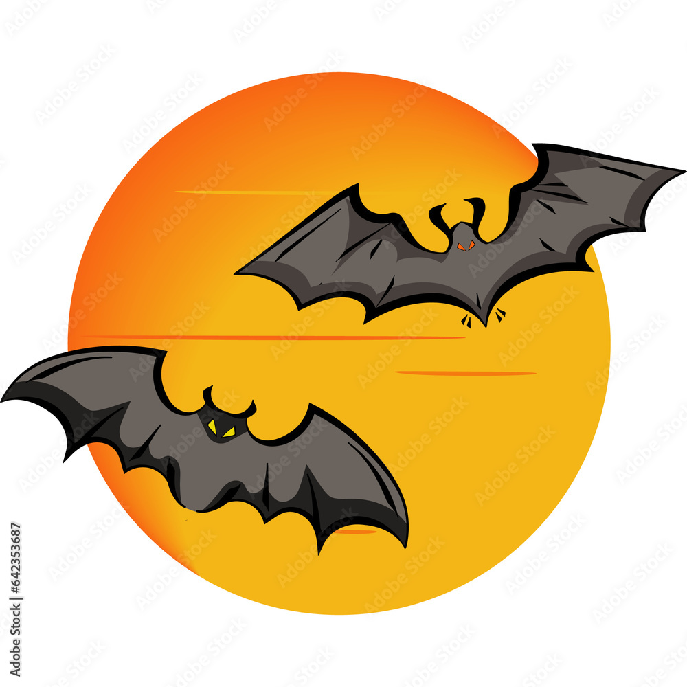 A bat on the background of the moon. Illustration. Halloween holiday.