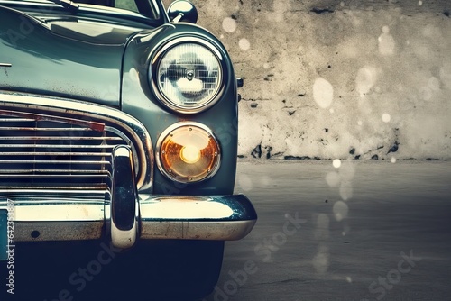 old car background vehicle sale auto Copy detail beautiful headlam concrete antique wall repair The cars Concept headlight retro transportation banners front space shiny car old classic automobile photo