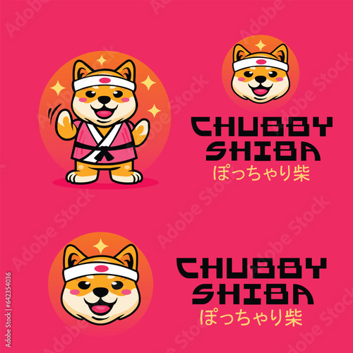 chubby shiba food logo design
