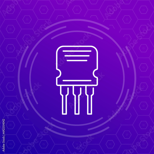 transistor line icon, semiconductor vector