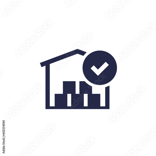 Warehouse, full inventory icon on white